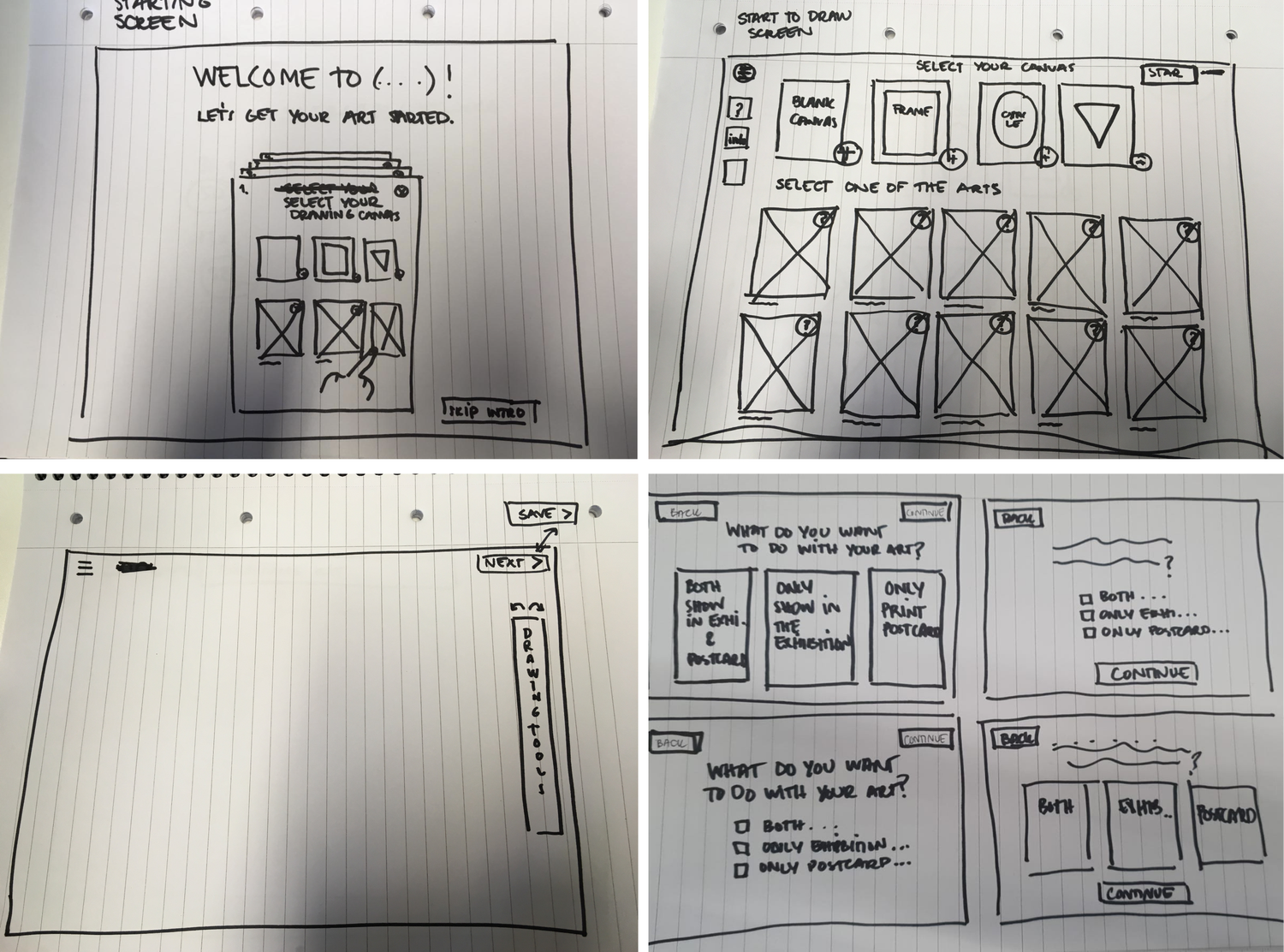 cretate low fidelity sketches