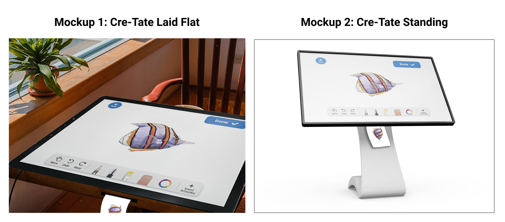 cretate mockup designs - a table style and a kiost style
