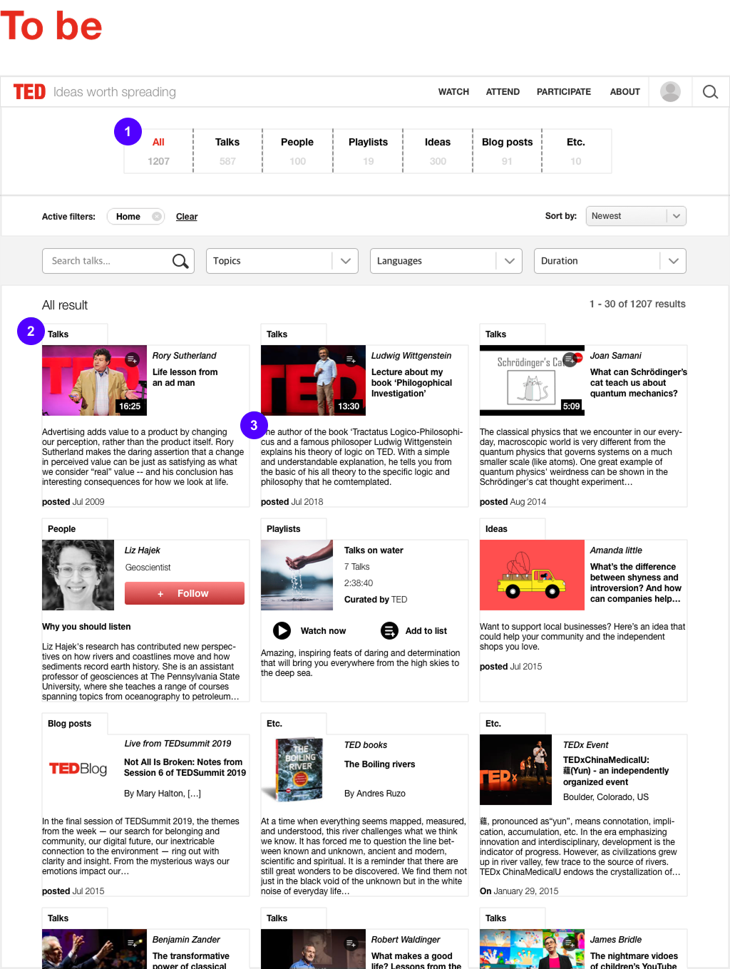 redesigned ted.com search result page